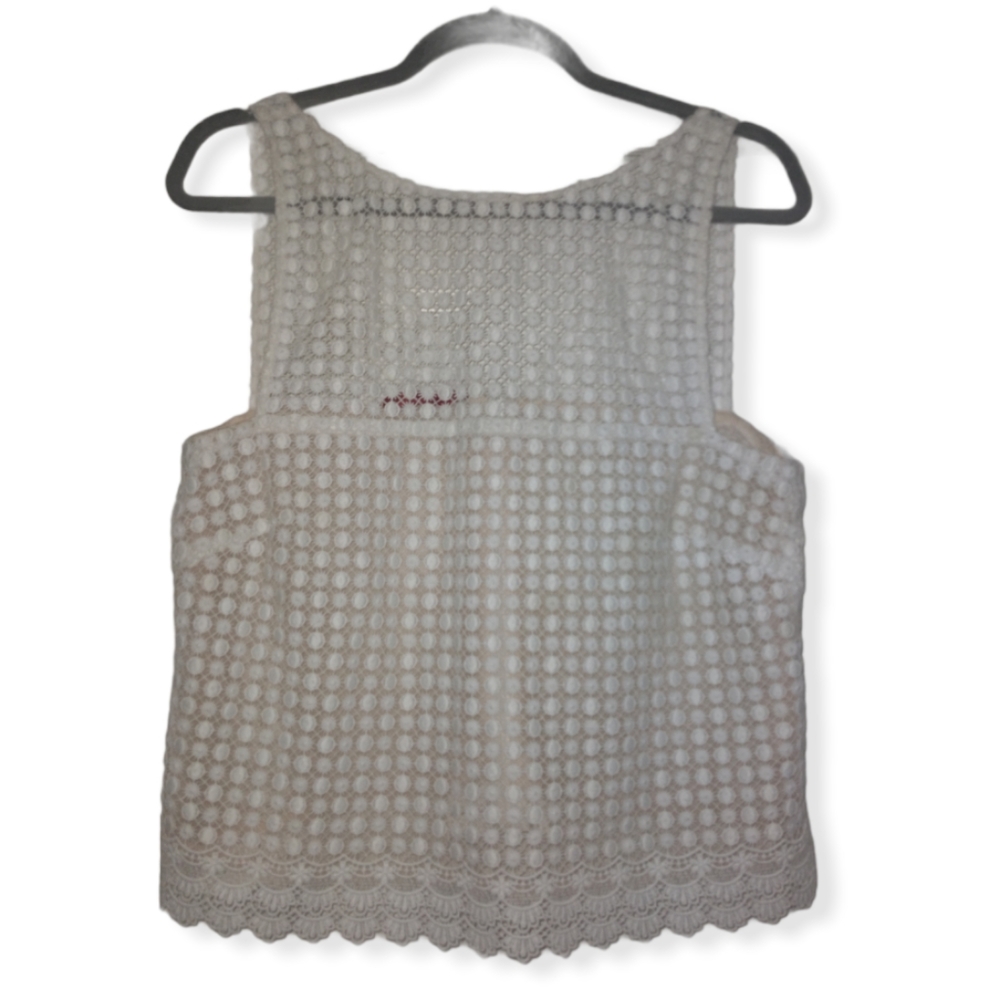 White sheer mesh Tamara Mellon Blouse size 8